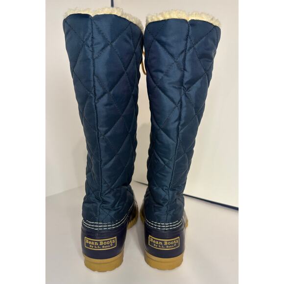 LL Bean Duck Boots Shearling Wool Lined Convertible Height Womens Sz 9 M Navy - Picture 3 of 10